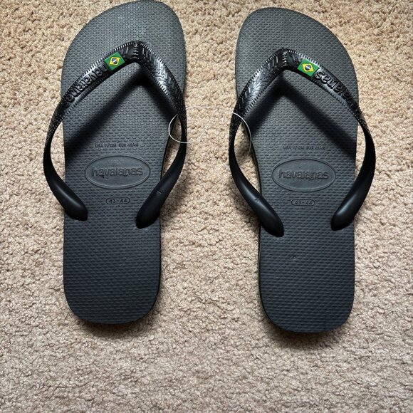 New-Authentic Black Havianas Flip Flops from Brazil-Men's Size 11/12 USA - Picture 1 of 4